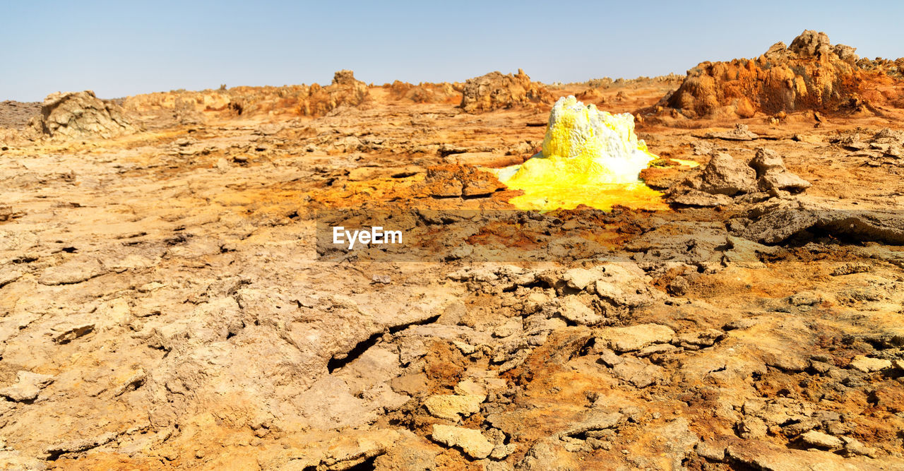 Rock formation on land against sky