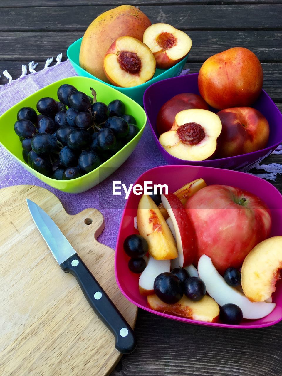 Close-up of fruits in bowls on table