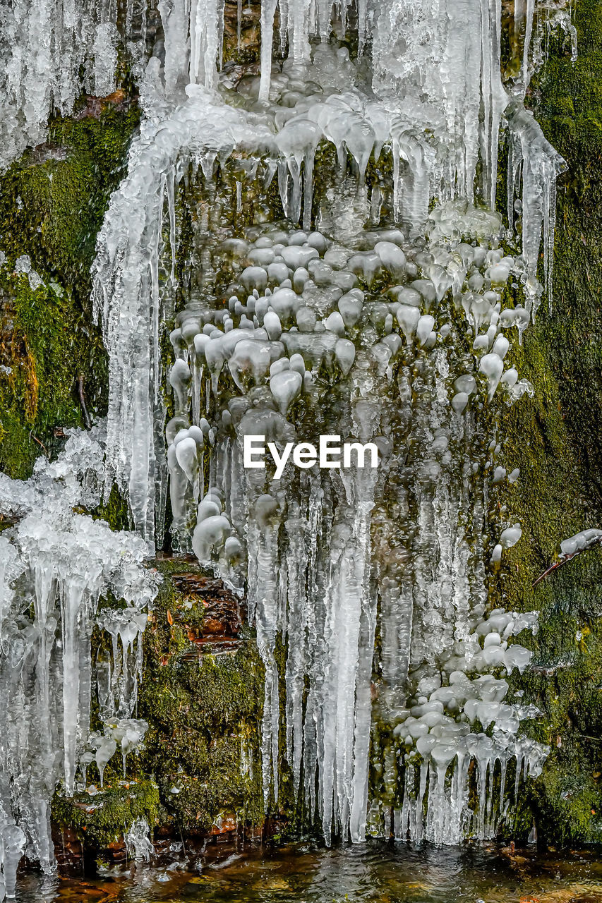 SCENIC VIEW OF WATERFALL IN WINTER