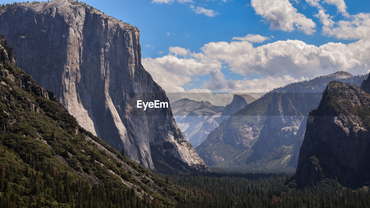 Panoramic view of mountains against sky