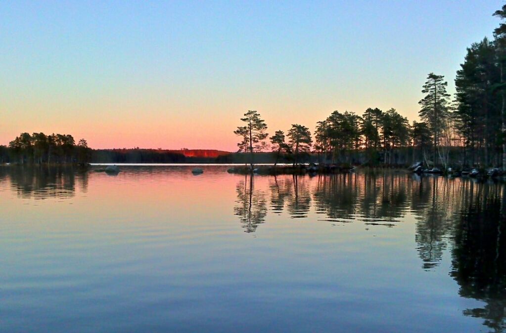 SCENIC VIEW OF LAKE AT SUNSET