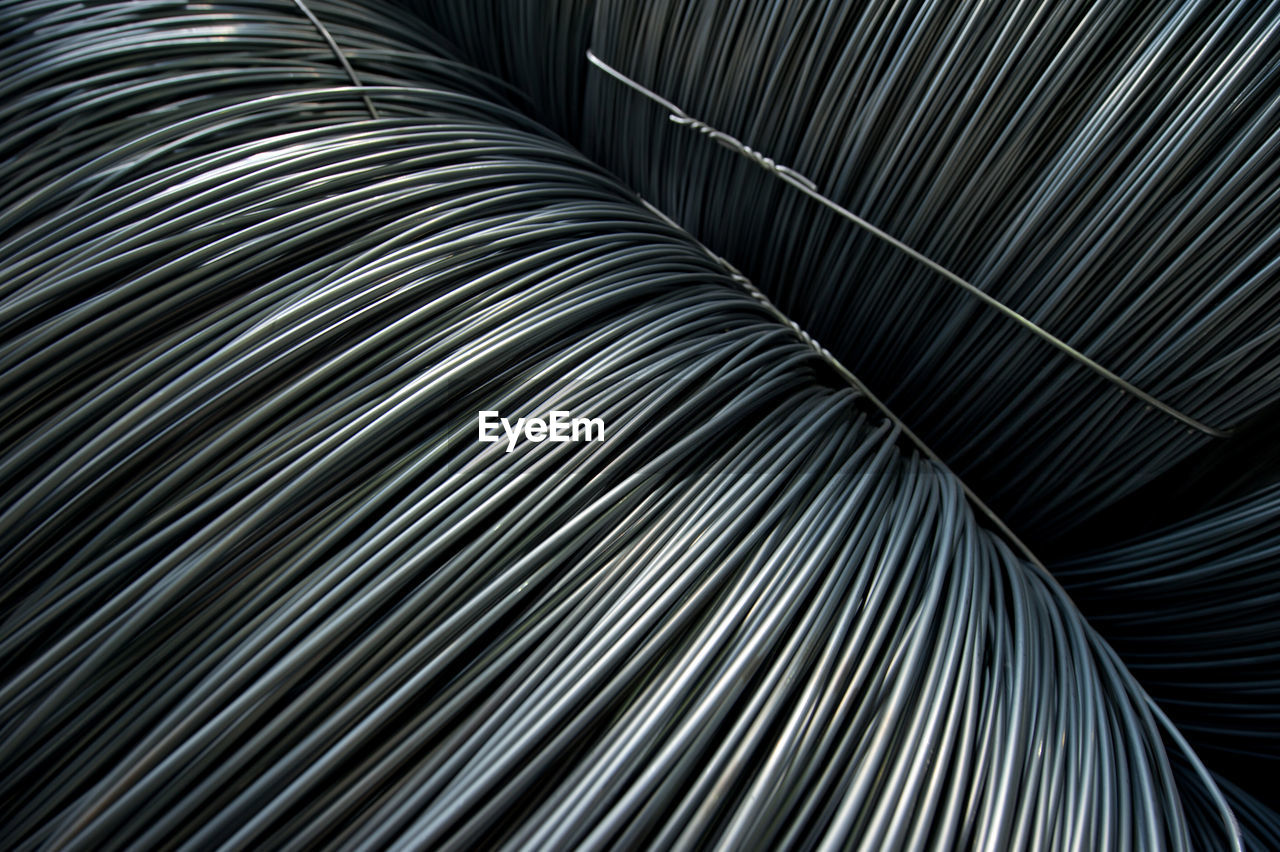 High angle view of barbed wires in industry