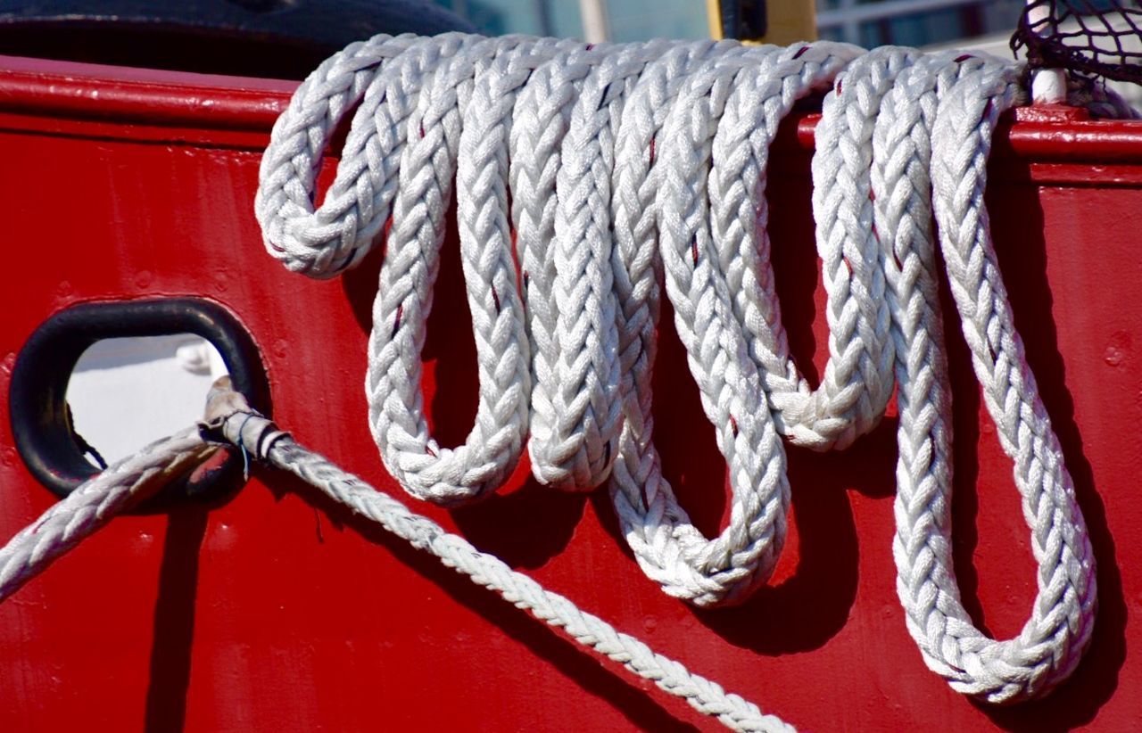 White ropes on boat