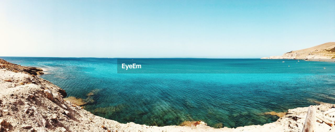 Scenic view of sea against clear sky
