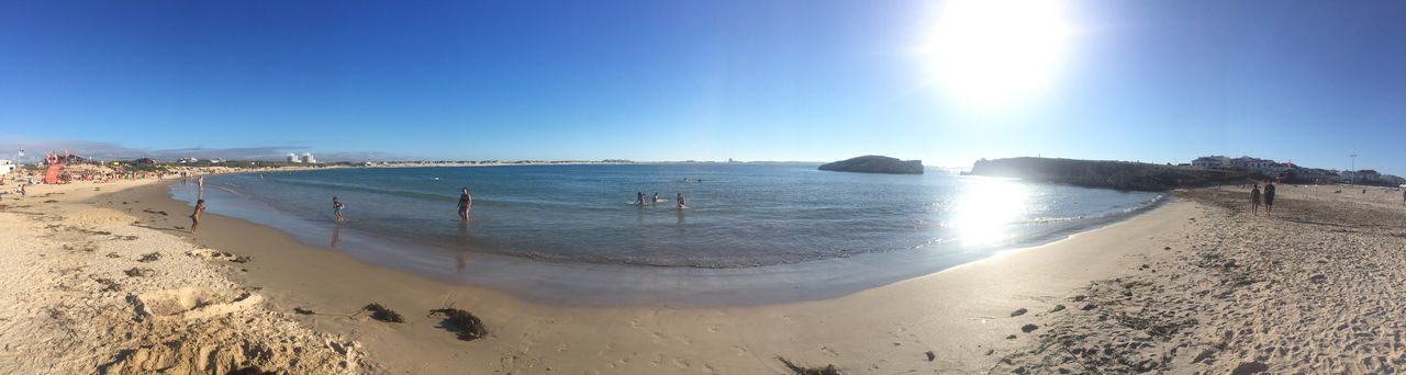 PANORAMIC VIEW OF SEA AGAINST CLEAR BLUE SKY