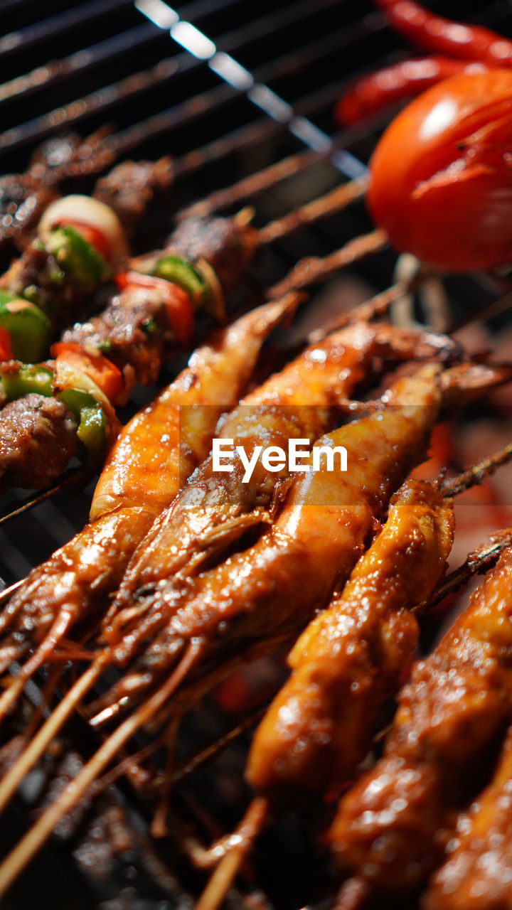 detail shot of meat on barbecue grill