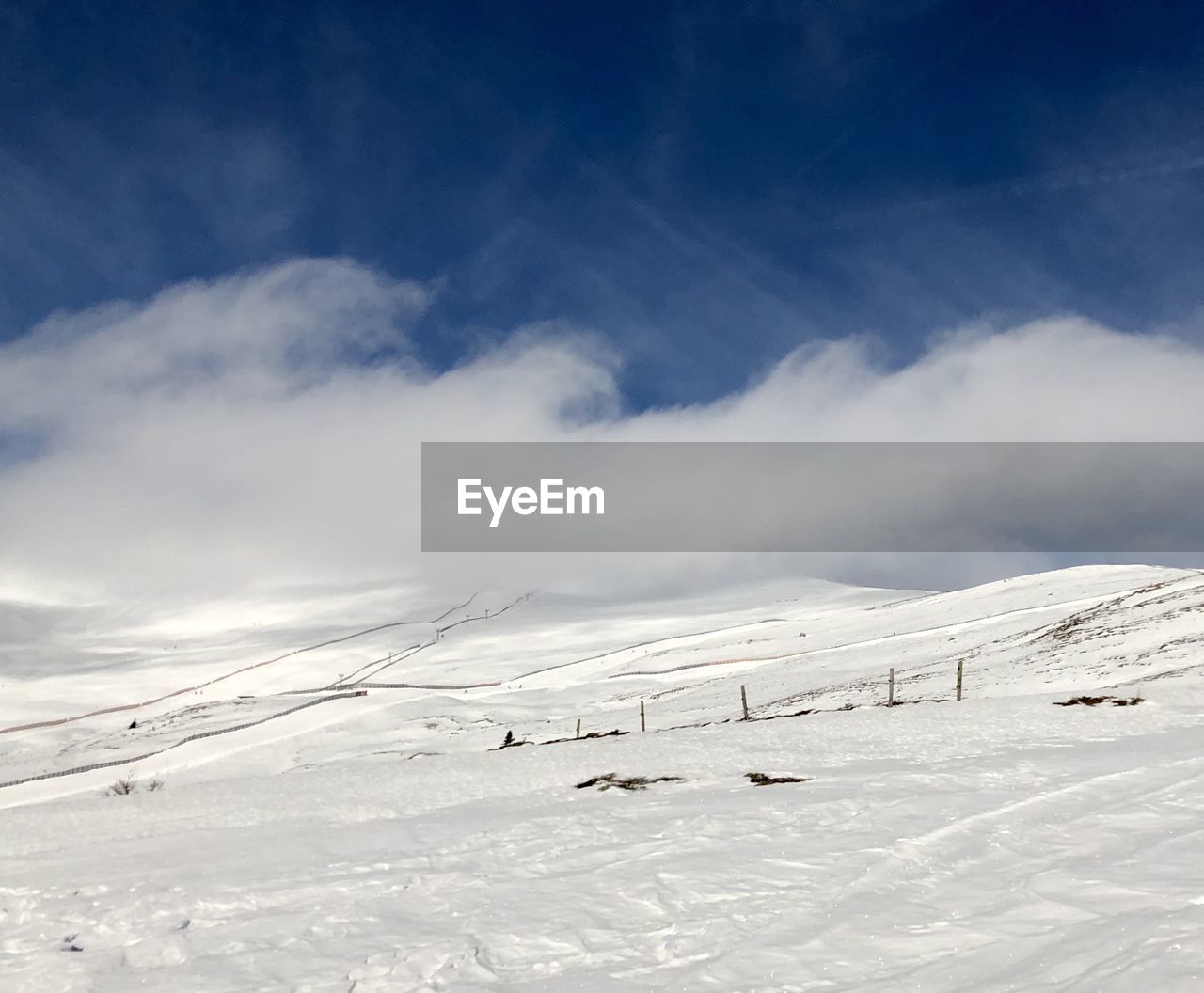 Scenic view of snow covered mountains against sky