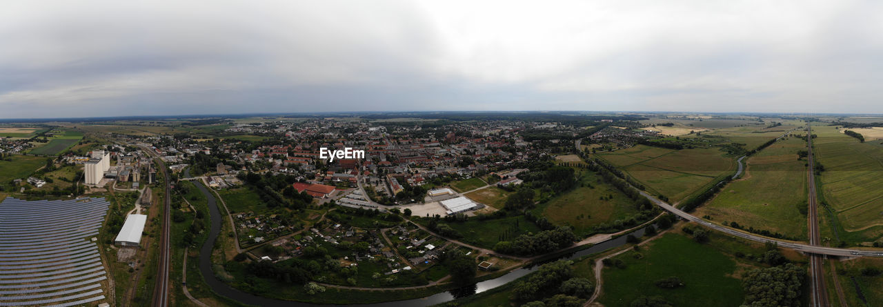 Aerial view of pasewalk, a town in the vorpommern-greifswald district, germany. 