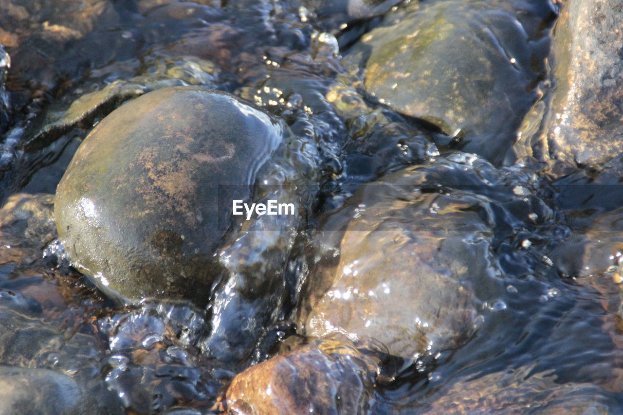 View of rocks in river