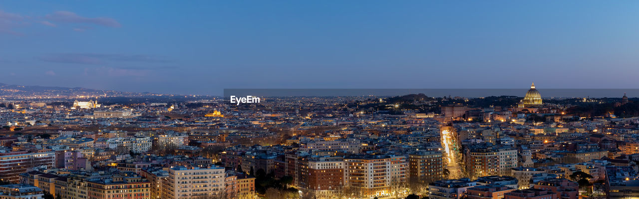 Panoramic view of the city of rome, italy, with the major buildings of the capital. 