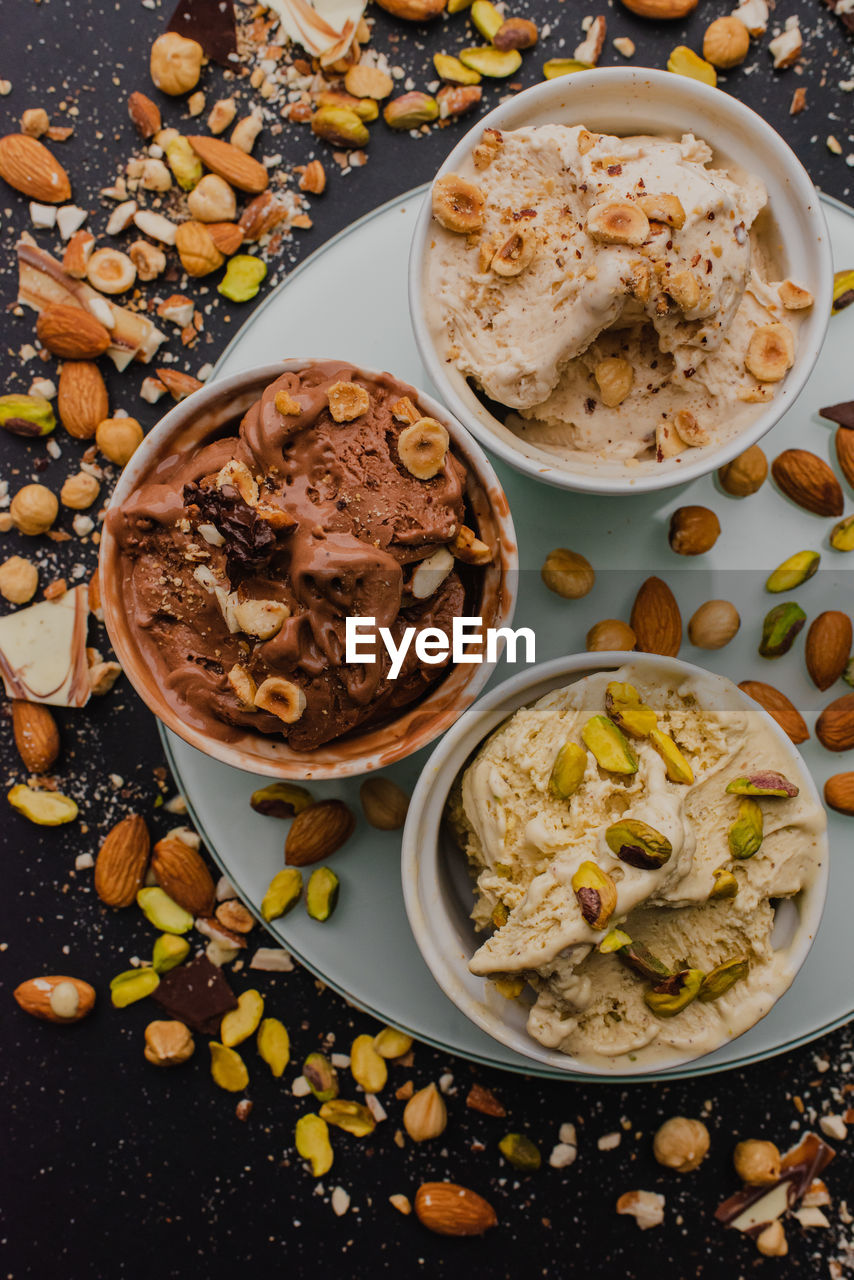 high angle view of food in plate on table