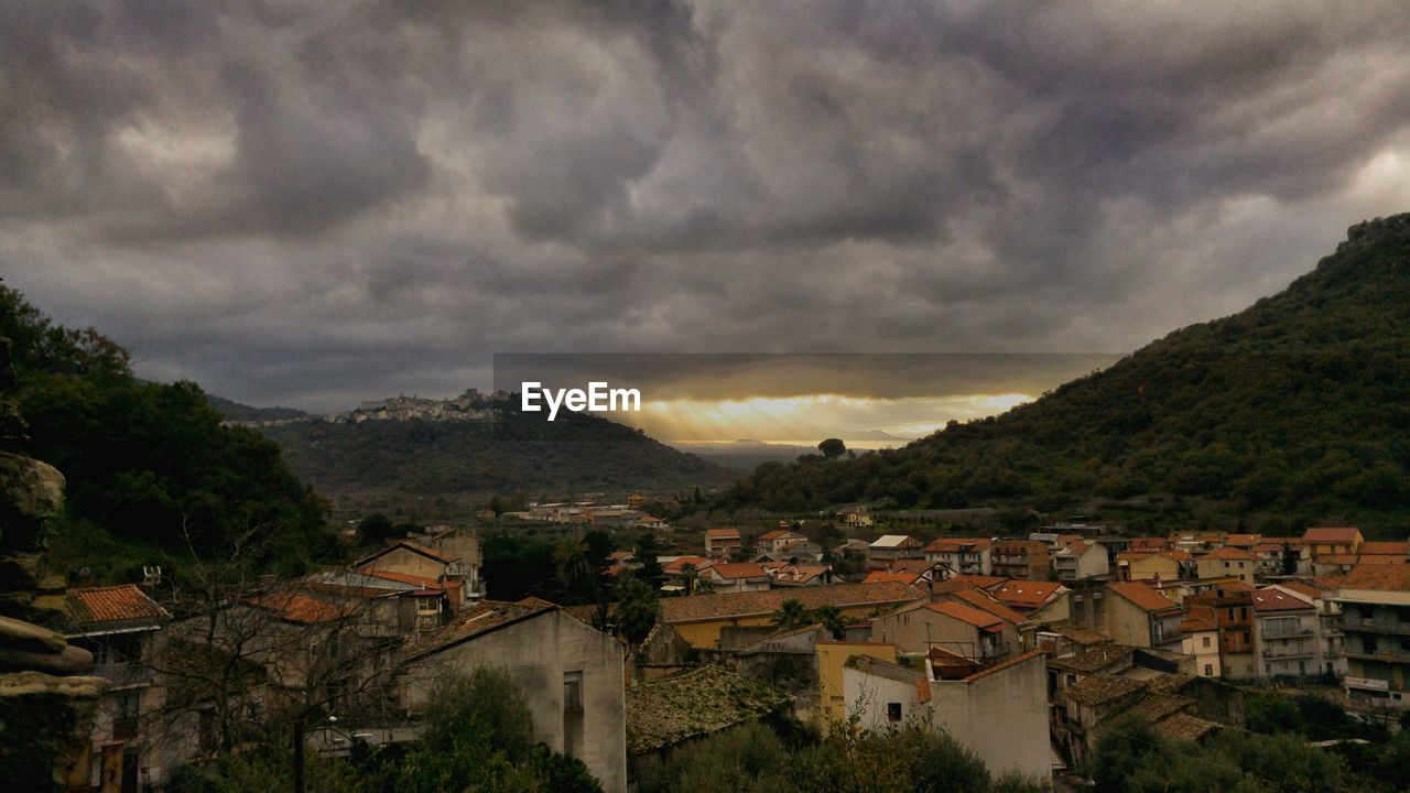 Storm clouds over city