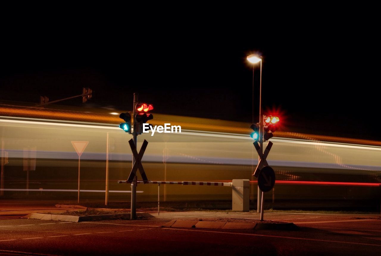 Railway signals at night