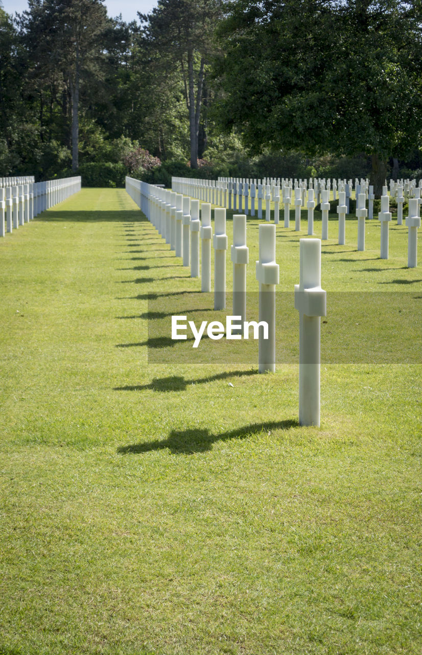 American cemetery at normandy in colleville-sur-mer, france. the cemetery overlooks omaha beach