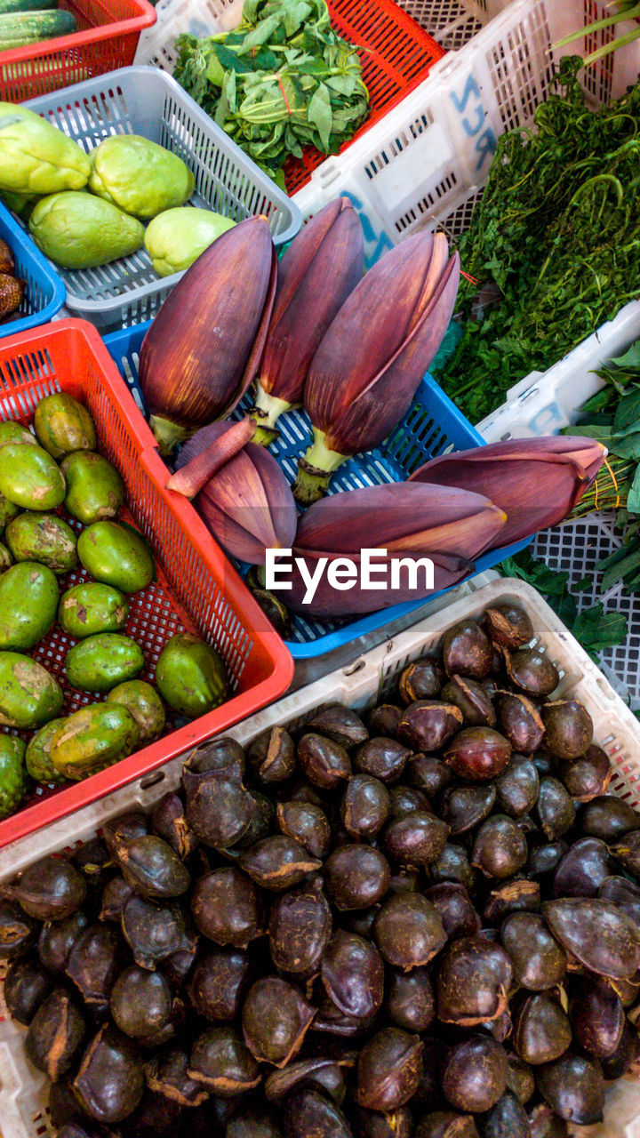 HIGH ANGLE VIEW OF FRUITS IN BASKET