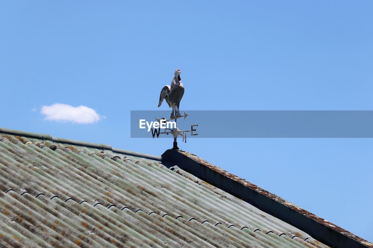 LOW ANGLE VIEW OF WEATHER ON ROOF AGAINST BUILDING