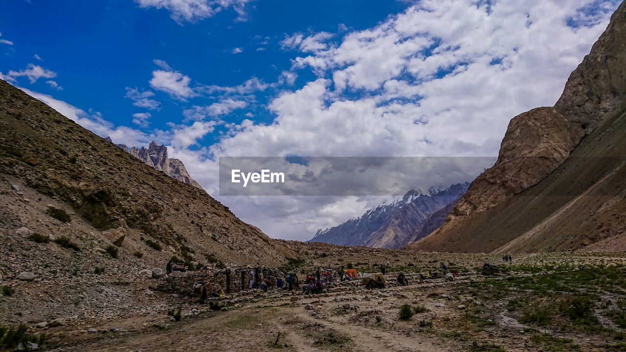 Landscape of karakorum mountain in summer, khuspang camp, k2 laila peak and gondogoro glacier