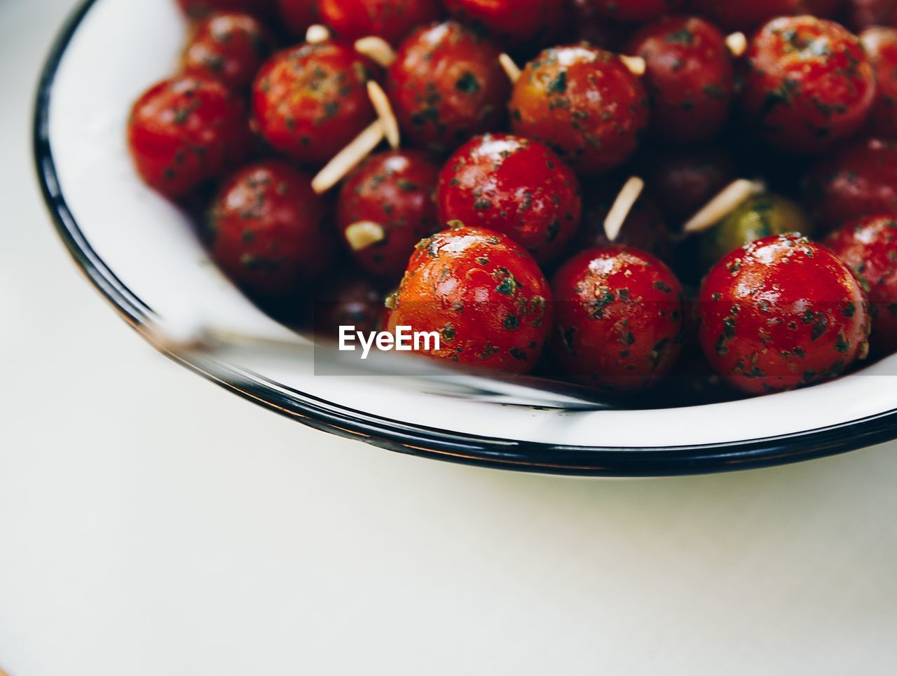 High angle close-up of food in bowl on table