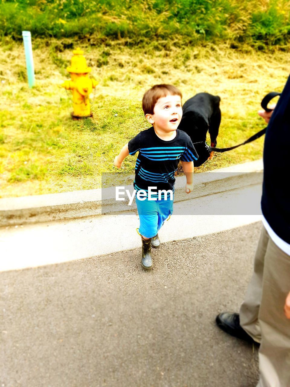 Full length of boy standing on road