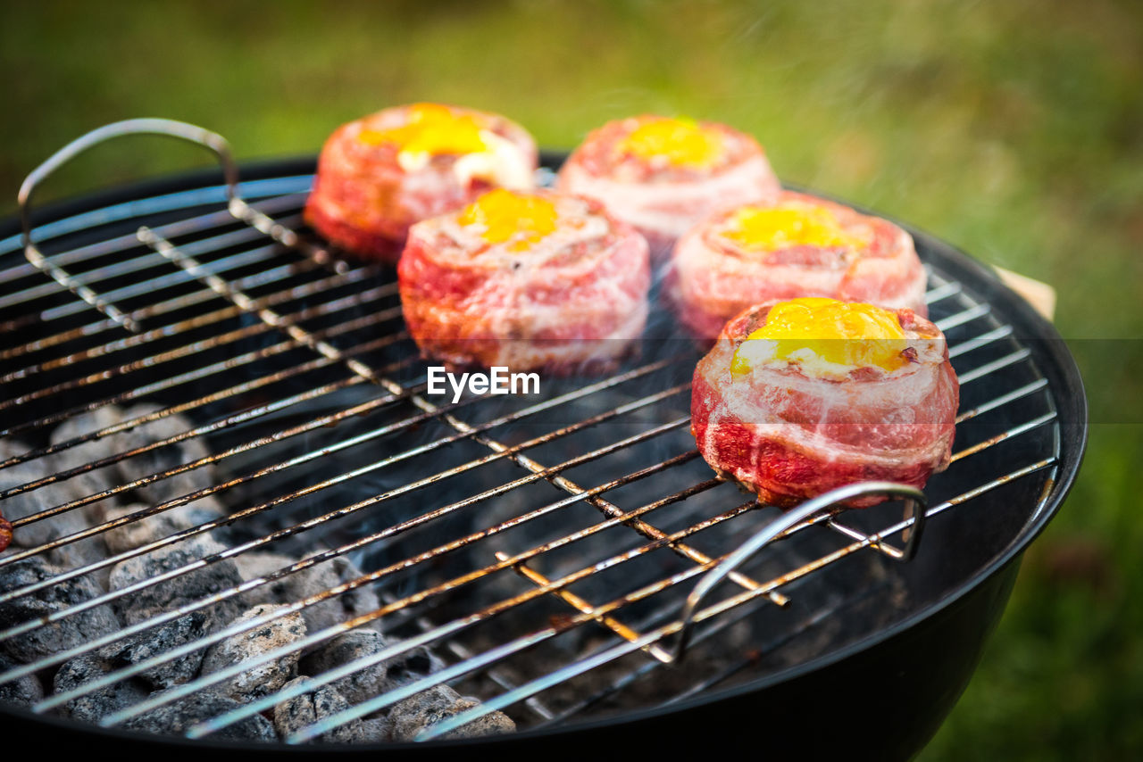 Meat on barbecue grill