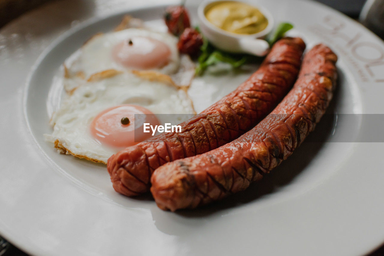 high angle view of food in plate