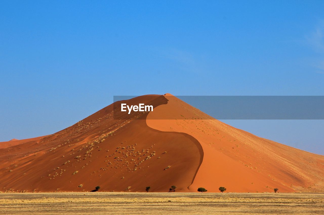 Scenic view of desert against clear sky