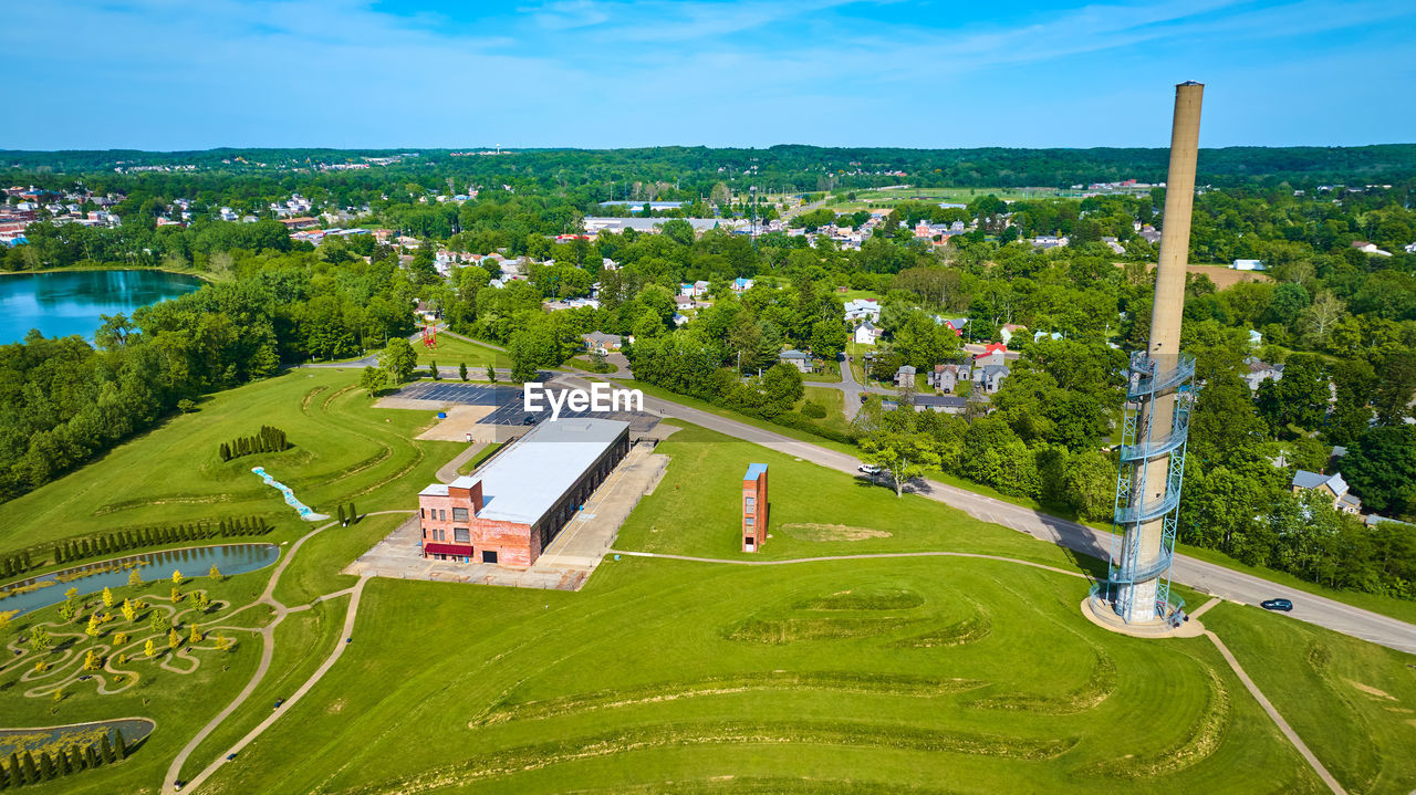 high angle view of buildings in city