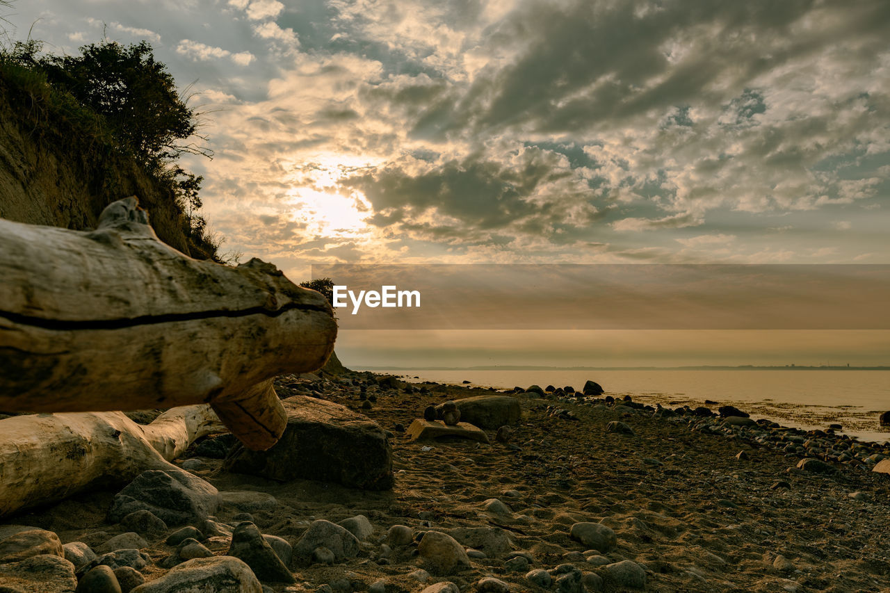 sky, rock, sea, cloud, water, land, coast, beach, sunset, ocean, shore, nature, beauty in nature, scenics - nature, horizon, sunlight, wave, landscape, environment, tranquility, evening, dusk, horizon over water, no people, seascape, sand, outdoors, coastline, travel destinations, tranquil scene, dramatic sky, sun, travel, body of water, tree