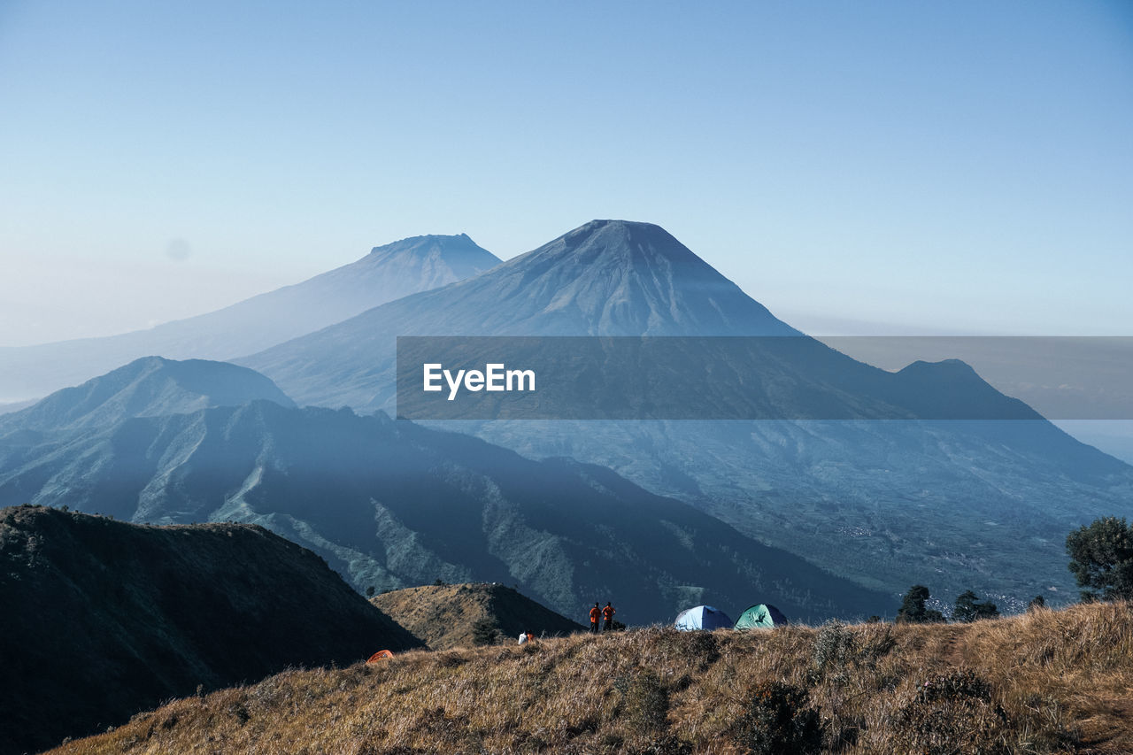 Mount sumbing and sindoro captured from mount prau