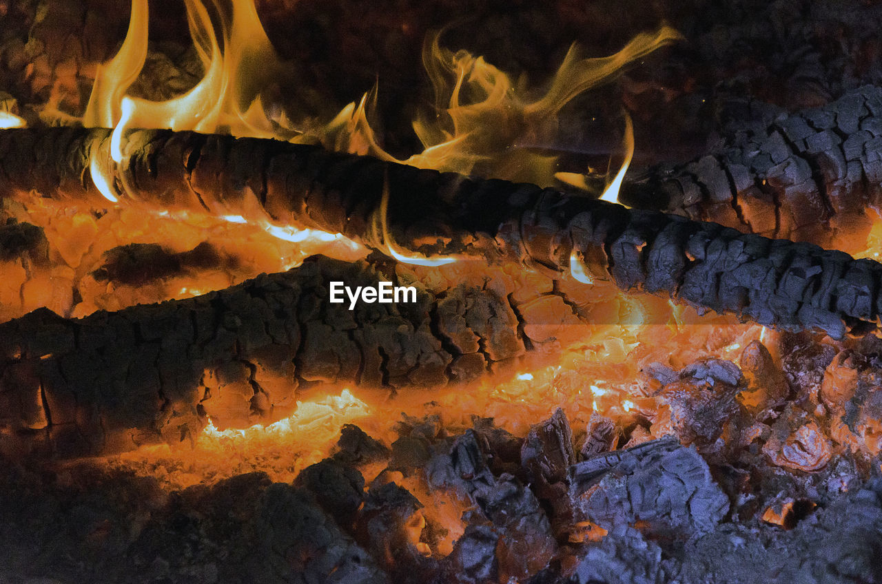 Close-up of bonfire at night