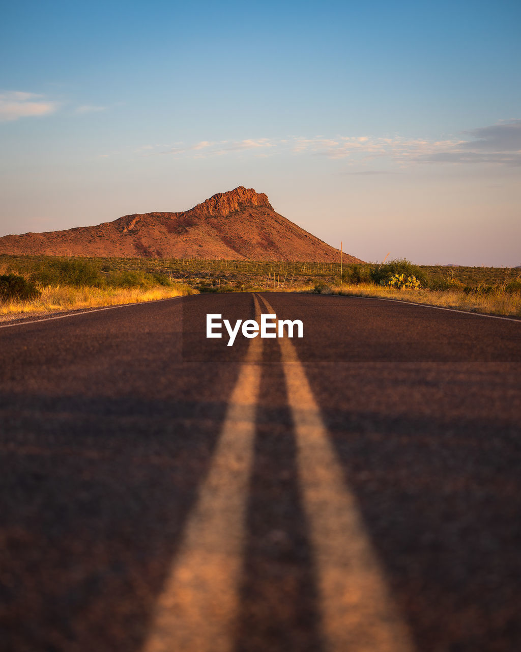 Surface level of road against mountain in big bend national park - texas