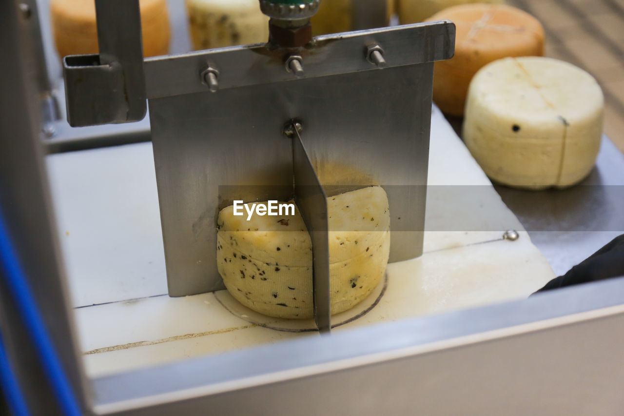 Close-up of cheese on table