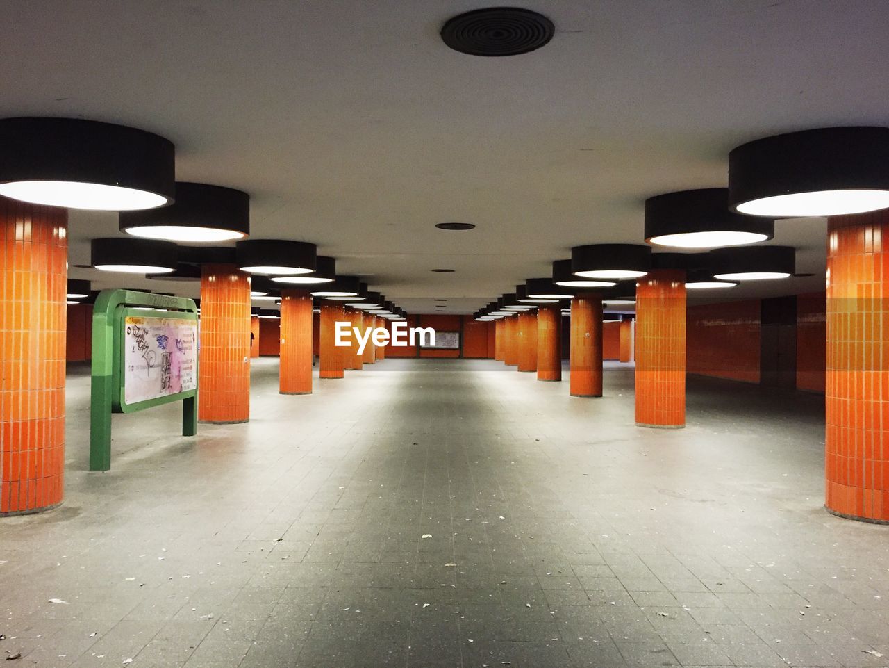 Illuminated subway station