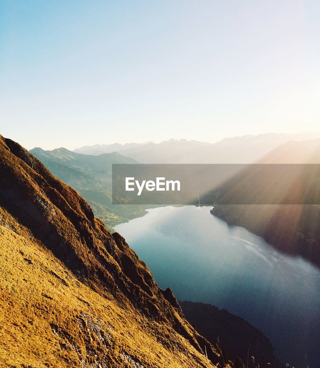 Scenic view of mountains against clear sky