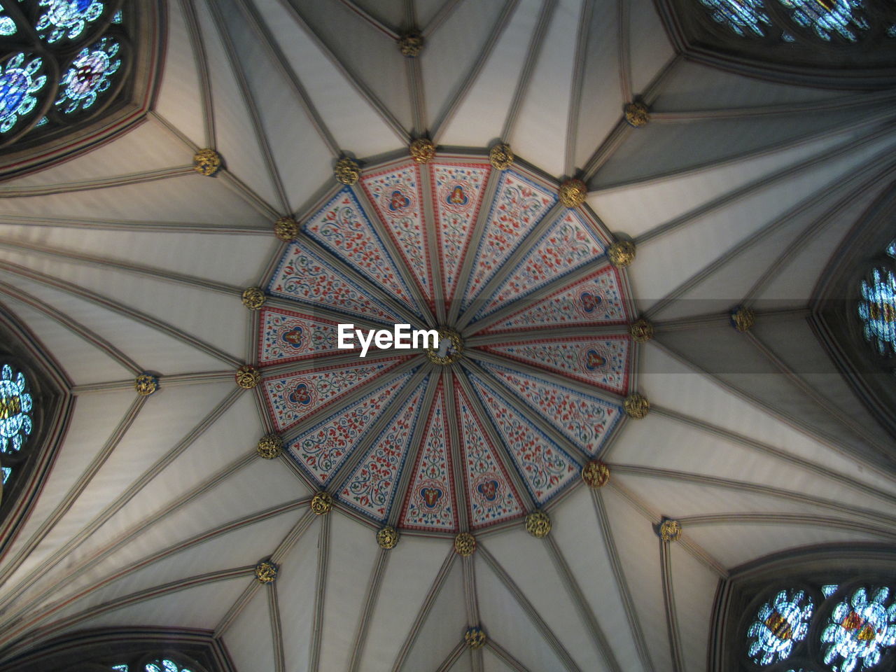 Directly below shot of ceiling in cathedral