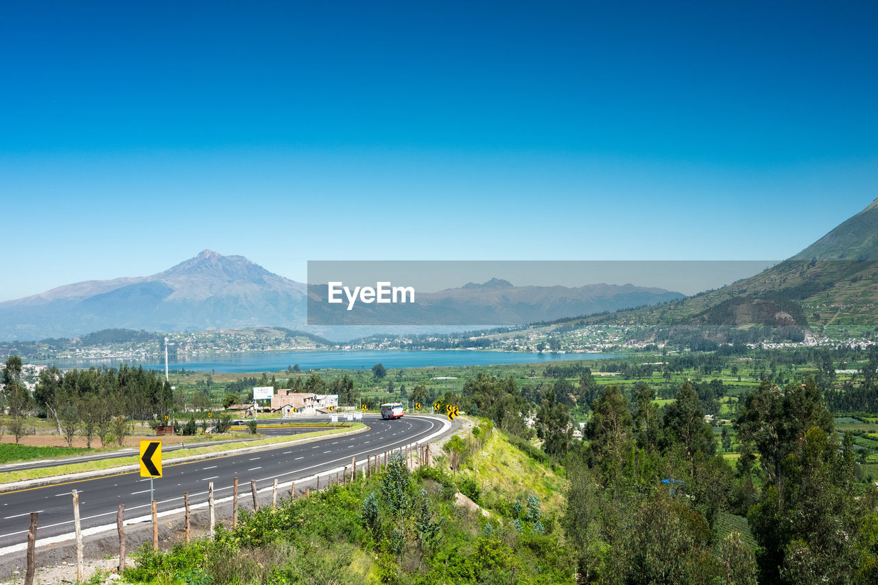 Scenic view of landscape against clear blue sky