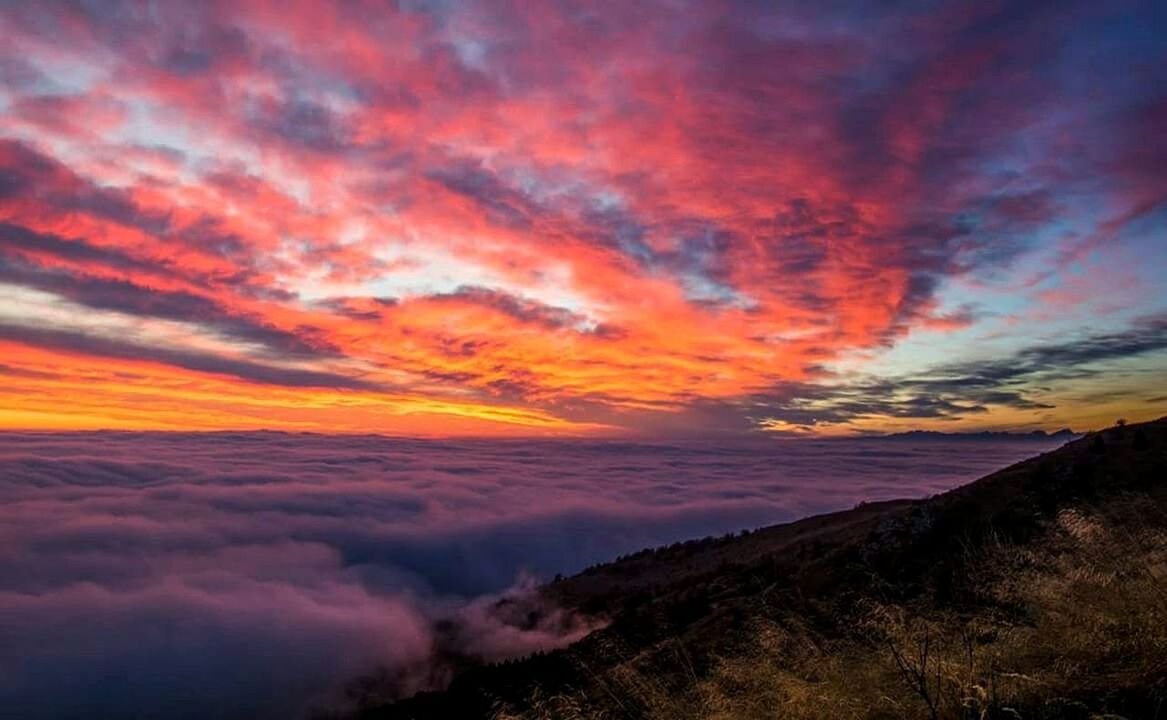 SCENIC VIEW OF DRAMATIC SKY OVER ORANGE SUNSET