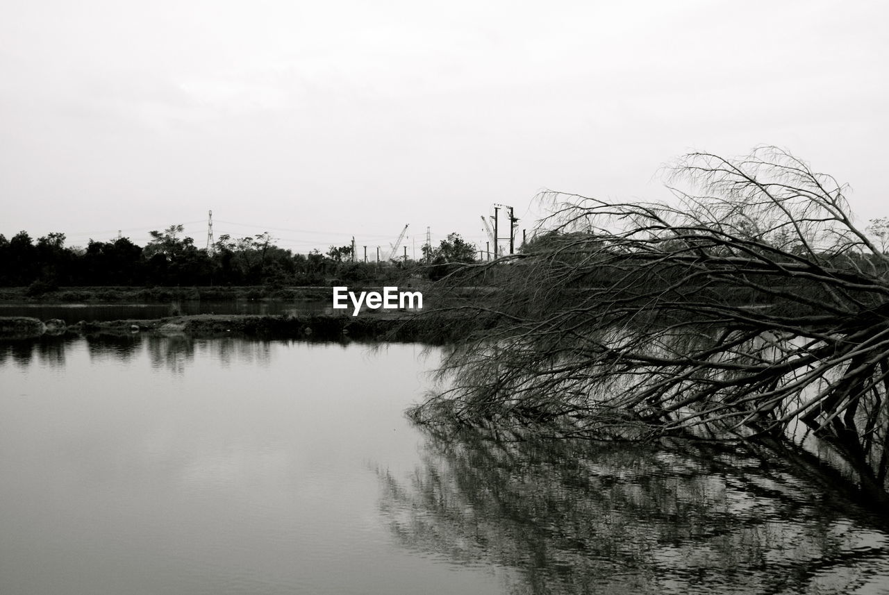 View of calm lake against the sky