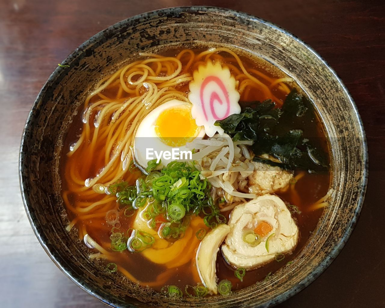 High angle view of soup in bowl