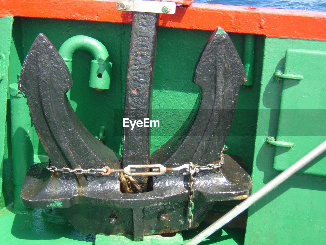 Close-up of rusty metal anchor