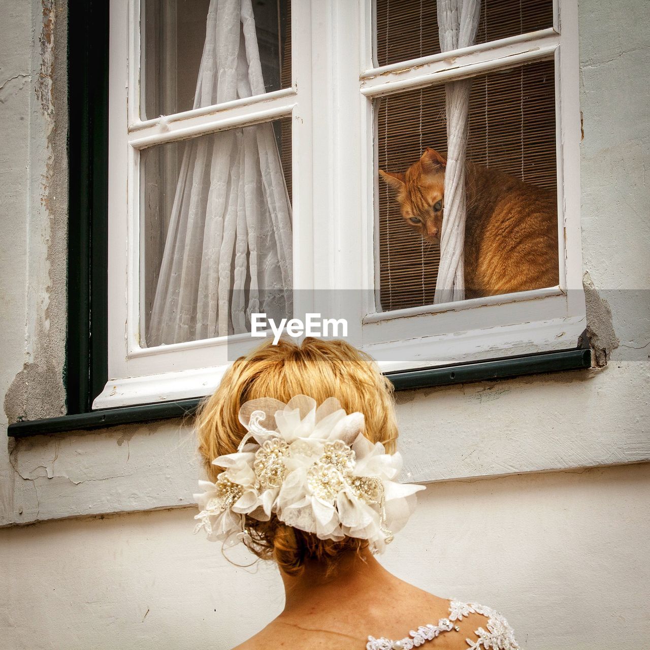 Portrait of woman by window