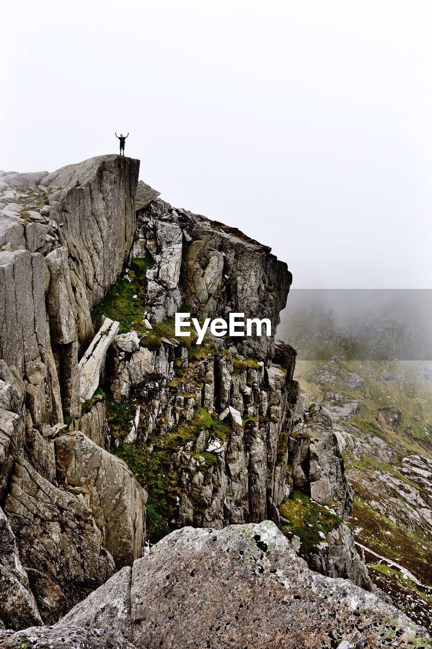 Rocky mountain against sky at snowdonia national park