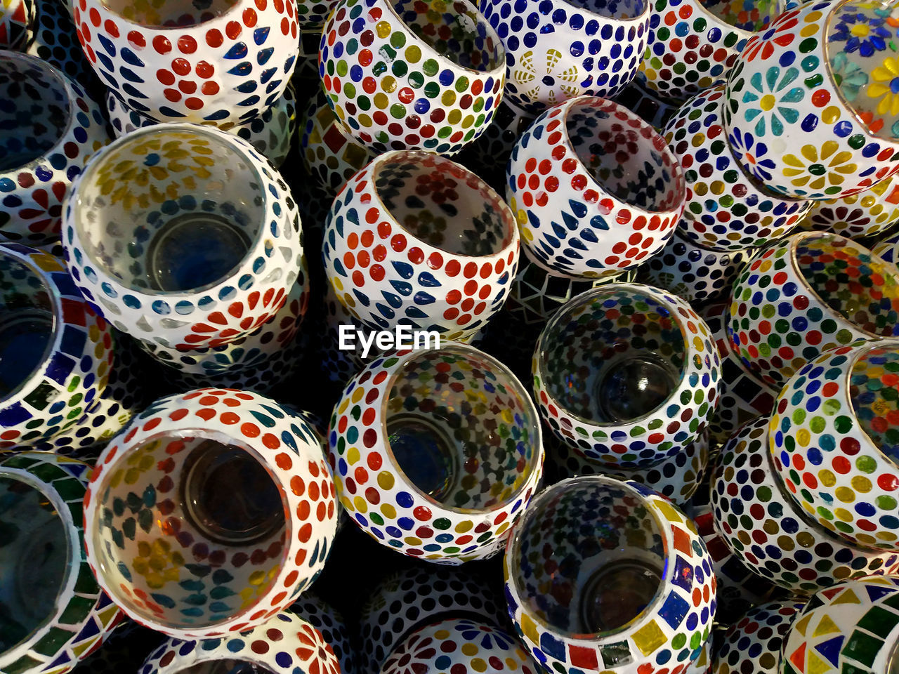 Full frame shot of multi colored ceramic for sale