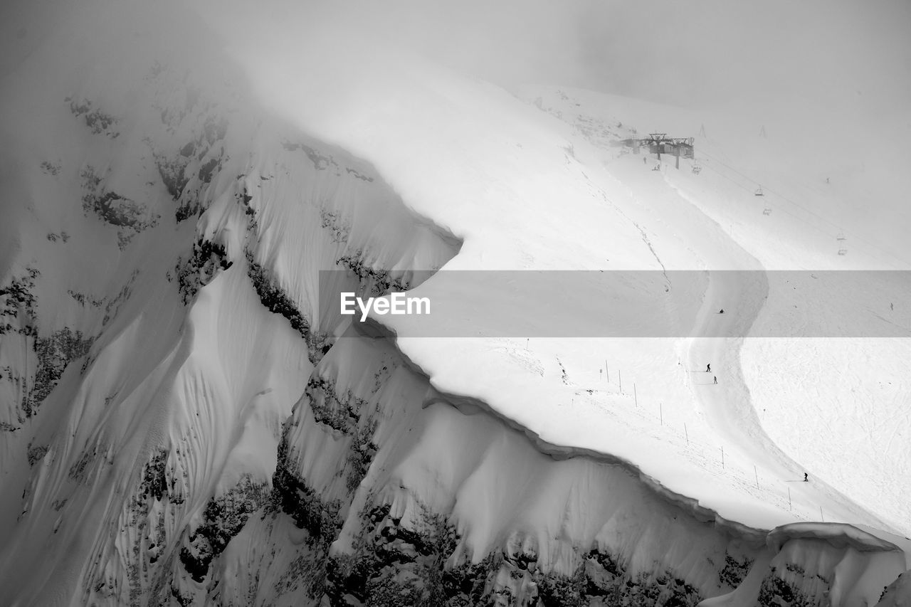 SCENIC VIEW OF SNOW COVERED LAND AND MOUNTAIN