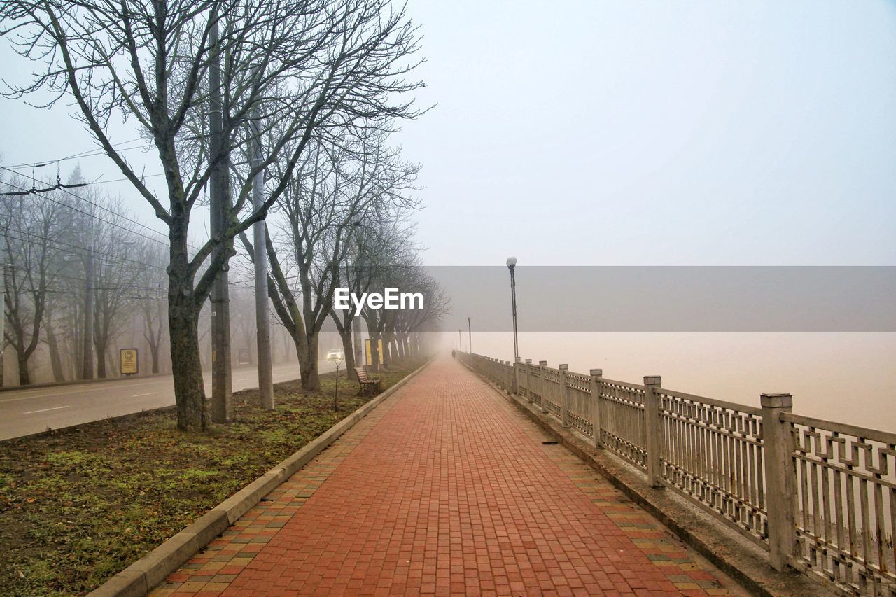 EMPTY FOOTPATH AMIDST BARE TREES