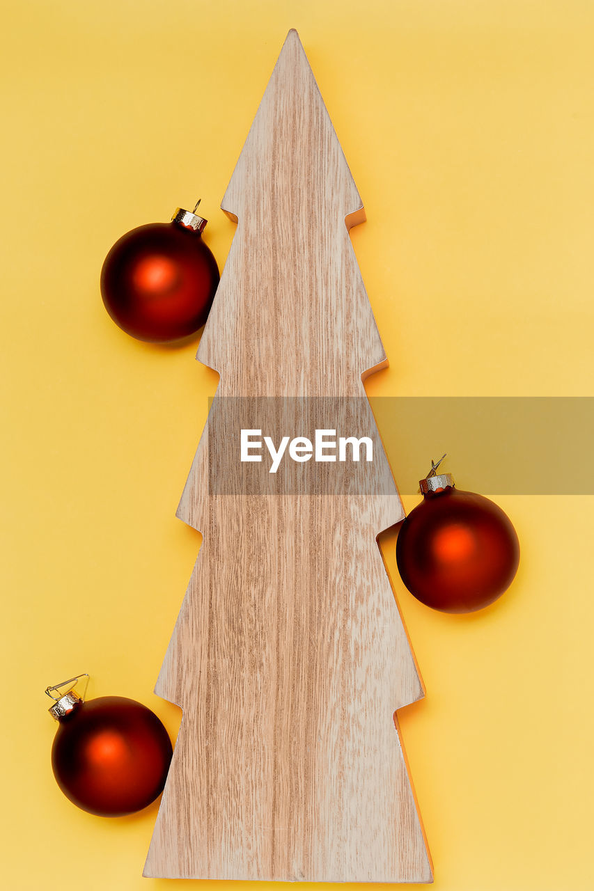 directly above shot of christmas decoration on table