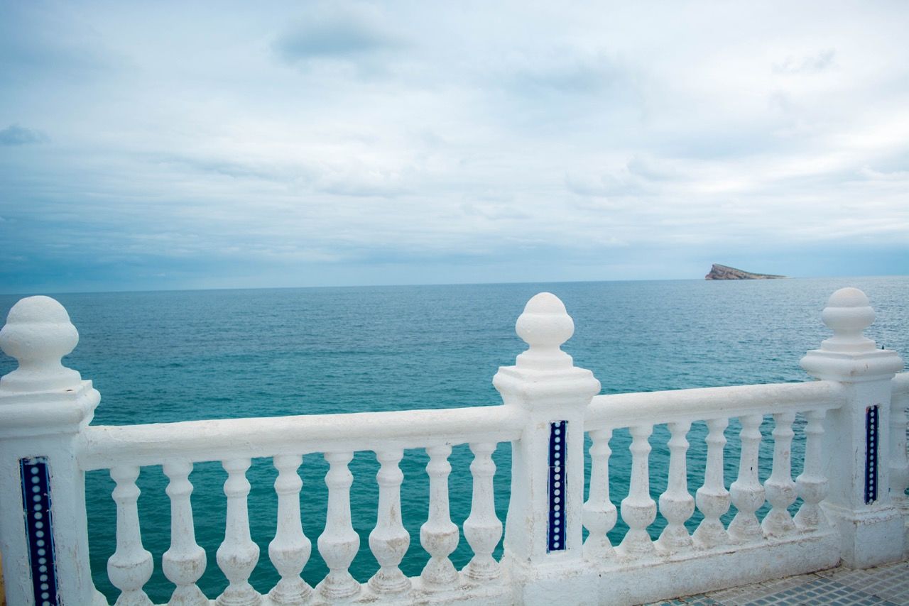 Close-up of railing against sea