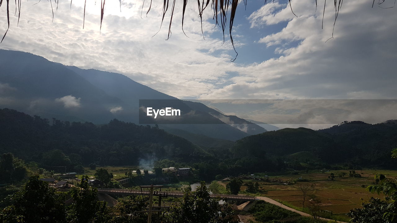 High angle view of landscape against sky