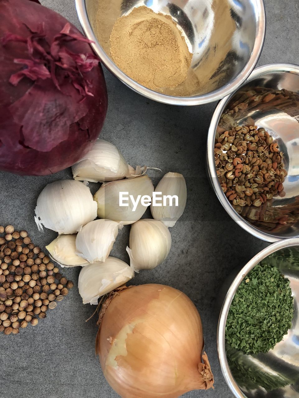 HIGH ANGLE VIEW OF SPICES IN CONTAINER ON TABLE