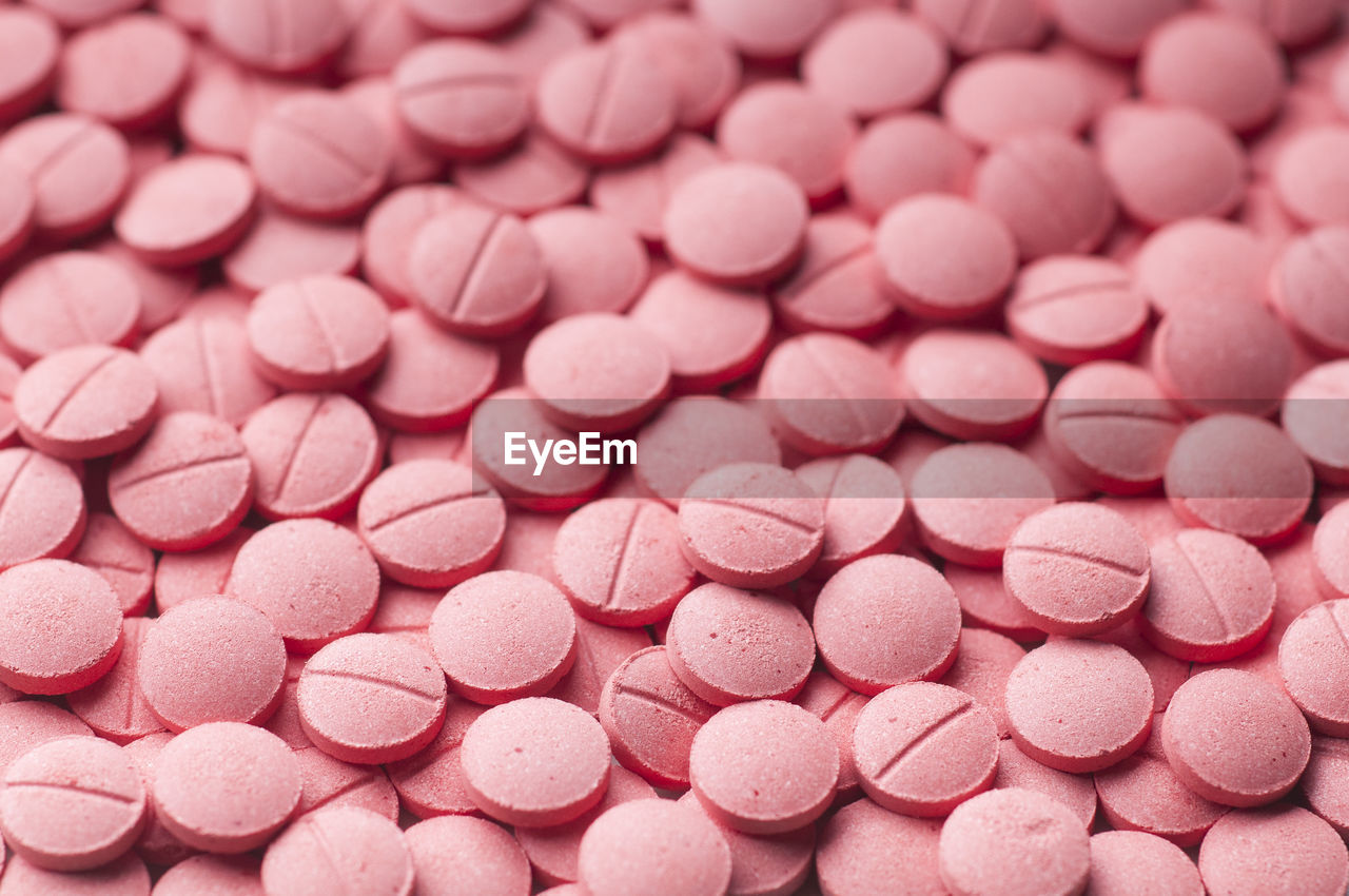 Close-up of pink pills